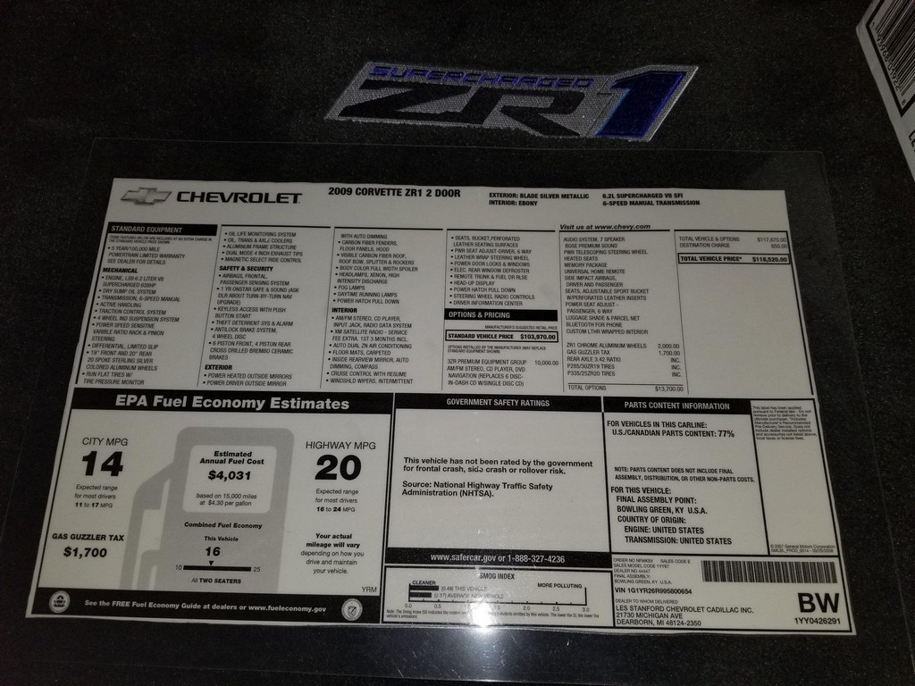 2009 Chevrolet Corvette ZR1 3ZR - Online Sale - Image 14