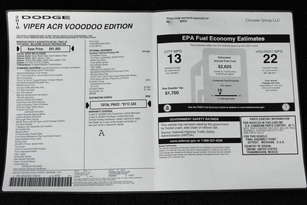 2010 Dodge Viper SRT-10 ACR VoooDoo Edition - Image 17